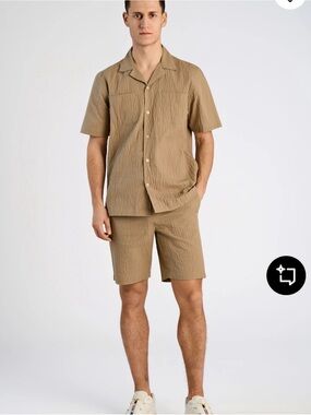 Lindbergh Men’s Short Sleeve Button-Up Shirt SEERSUCKER sz XXL regular fiy